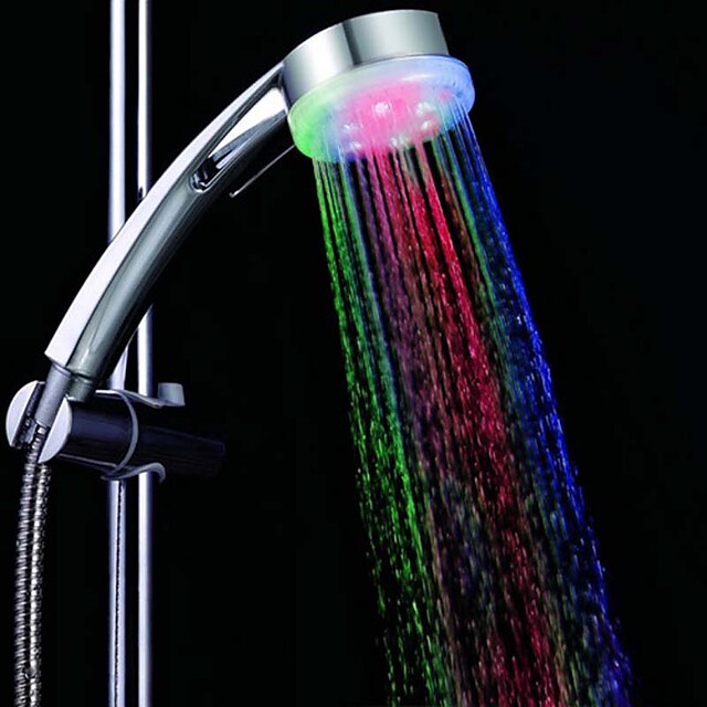  LED-duschhuvudets färg ändrar 2 vattenläge 7-färgs glödljus byter automatiskt handhållet duschhuvud