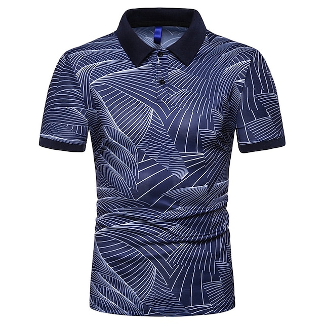  Men's Golf Shirt Tennis Shirt Graphic Collar Shirt Collar Street Casual Short Sleeve Slim Tops Shapewear Vacation Holiday Casual / Sporty White Black Navy Blue