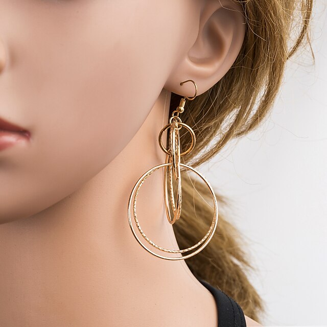  Women's Gold Drop Earrings Geometrical European Earrings Jewelry Gold For Daily 1 Pair