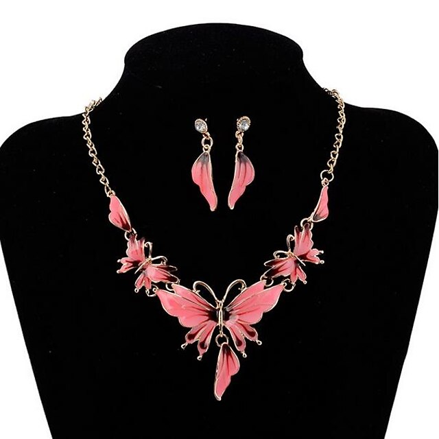  Jewelry Set Flower Flower Butterfly Animal Statement Ladies Elegant Fashion Vintage Party Earrings Jewelry Dark Pink / Blue / Green For Party Special Occasion Anniversary Birthday Gift 1 set