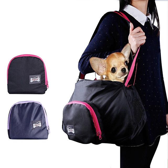  Dogs Cats Carrier & Travel Backpack Shoulder Messenger Bag Pet Carrier Waterproof Portable Mini Solid Colored Black Gray