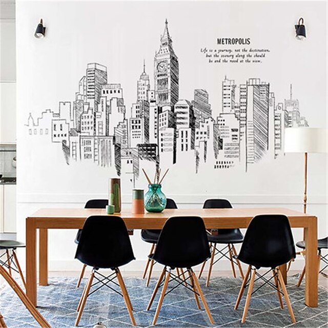 large bedroom decorations handpainted city buildings selfadhesive