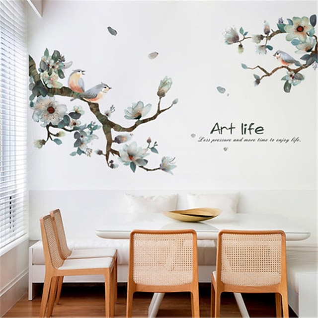  new chinese ink and bird living room bedroom wallpaper self-adhesive tv background wall decorations corridor porch wall stickers