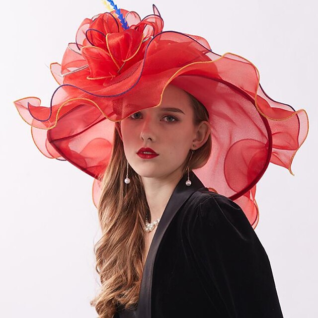 Organza Headwear with Flower / Ruffle 1 PC Wedding / Sports & Outdoor / Horse Race Headpiece