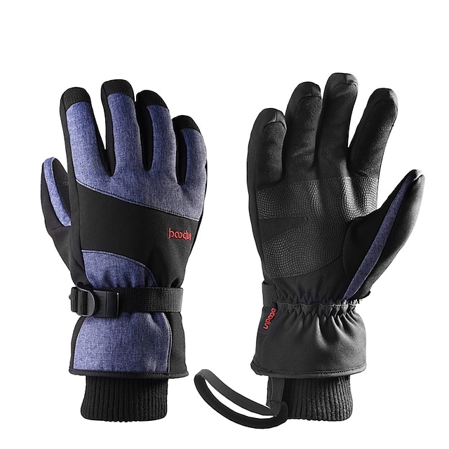  Ski Gloves Snow Gloves for Men Thermal Warm Waterproof Windproof Velvet Flocked PU(Polyurethane) Full Finger Gloves Snowsports for Cold Weather Winter Snowsports Winter Sports