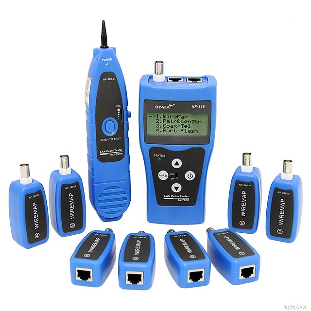  NF-388 multifunction network cable tester lan RJ45 RJ11 USB BNC cable tester with 8 remotes