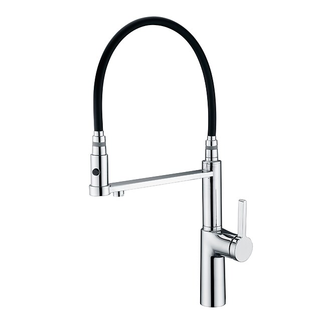  Kitchen faucet - Single Handle One Hole Chrome Pull-out / ­Pull-down Centerset Contemporary Kitchen Taps / Brass