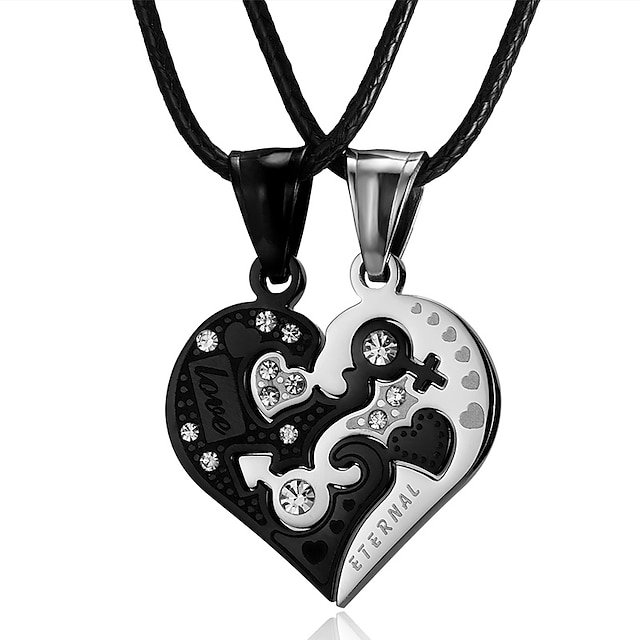  Men's Women's Necklace Charm Necklace Relationship yin yang Stainless Steel Black 49 cm Necklace Jewelry 2pcs For Daily Holiday School Street Festival