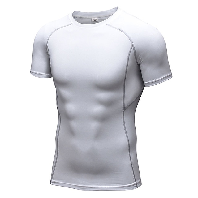 

YUERLIAN Men's Compression Shirt Yoga Top Summer Wireless Green White Fitness Gym Workout Running Tee Tshirt Base Layer Short Sleeve Sport Activewear Breathable Quick Dry Lightweight High Elasticity