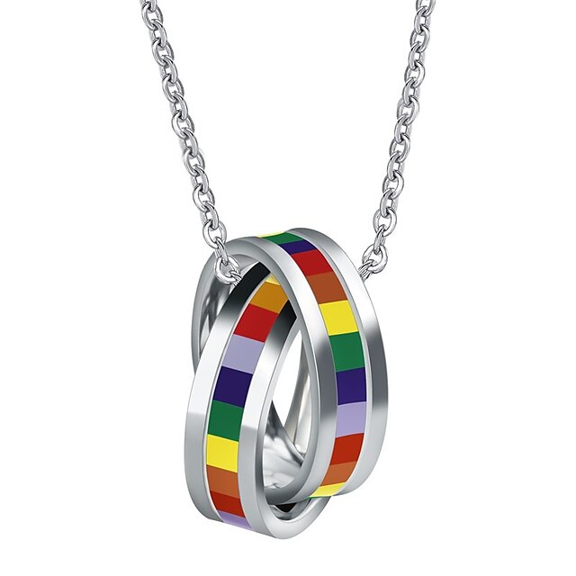  Hangertjes ketting Ketting Regenboog Roestvrij staal Voor LGBT Pride Cosplay Heren Kostuum juwelen Mode-sieraden