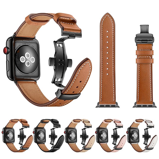  smartwatch band for Apple Watch serien 4/3/2/1 skinn sommerfugl spennebånd iwatch stropp
