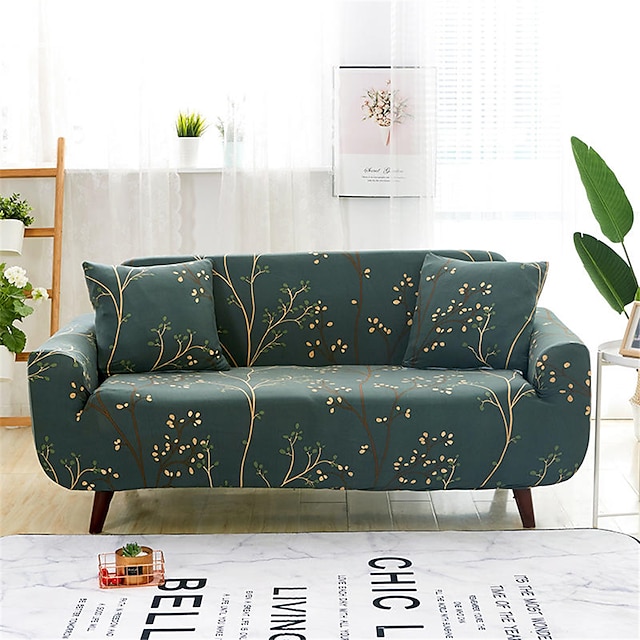 Stretch Sofa Cover Slipcover Elastic Sectional Couch Armchair Loveseat 4 or 3 seater L shaped Sofa Furniture Protector Anti-Slip Cover Soft Washable（1 Free Cushion Cover)
