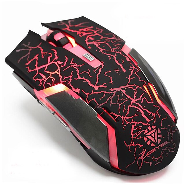  LITBest Rechargeable Cracking Lights Mouse Wireless 2.4GHz Optical Breathing Gaming Mouse