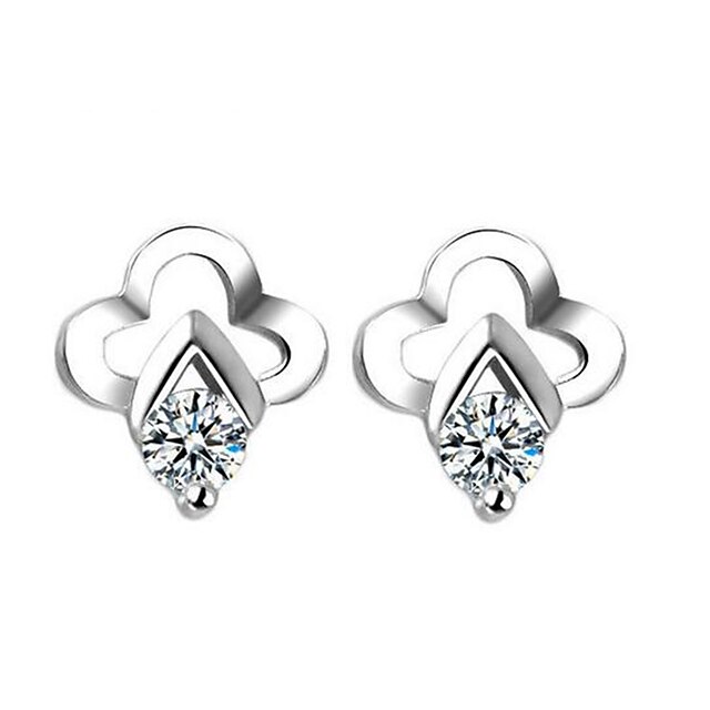  Femme Zircon cubique Boucles d'oreille Clou Pétale Elégant simple Des boucles d'oreilles Bijoux Argent Pour Quotidien 1 paire