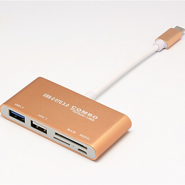  Unestech DSZD5115-T693G USB 3.0 Typ C to USB 2.0 / USB 3.0 / SD Kort / TF-kort USB-nav 5 Hamnar Med kortläsare (er) / OTG / Stöd Thunderbolt 3