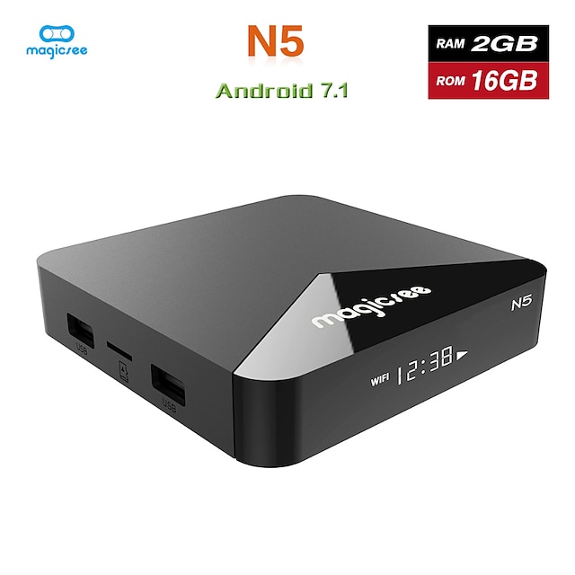  Magicsee N5 Android 7.1 TV Box Amlogic S905x Quad-Core 4K Rozdzielczość 2GB RAM 16GB ROM 2.4G 5G WiFi Set Top Box