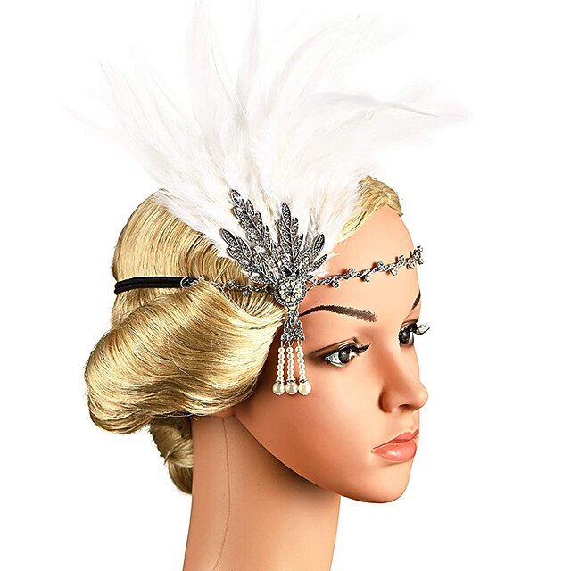 thumbnail image 2 of 1920s Gatsby Charleston Flapper Headband – Sequin Gold, Vintage Party Costume 2 of 5