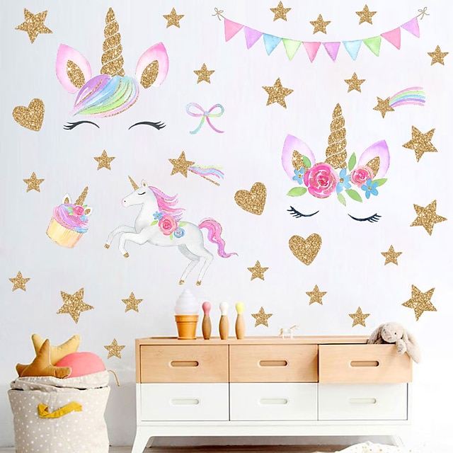 Home & Garden Home Decor | Rainbow Star Cute Unicorn Wall Stickers - Words & Quotes Wall Stickers / Plane Wall Stickers Characte