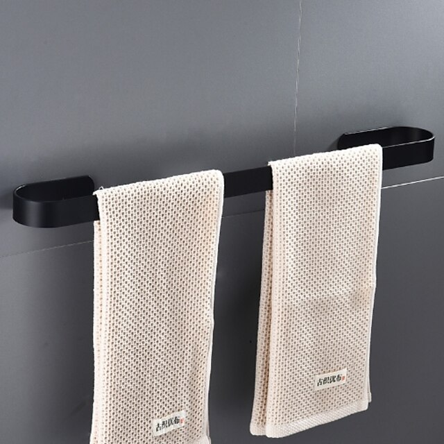  håndklestang for baderom ny design aluminium veggmontert håndklestativ enkelt stang svart 1stk