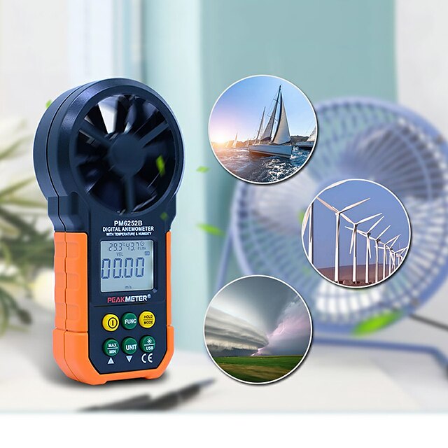  MS6252B Digital Anemometer Wind Speed Air Volume Measurement USB Data uploading Air Humidity RH USB port