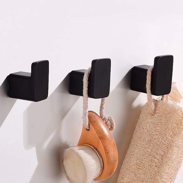  3st klädkrok väggmonterad badrumshanddukskrok svart rostfritt stål vintage klädkrokar hängare enkel dekorativ väska nyckel hatt klädhängare