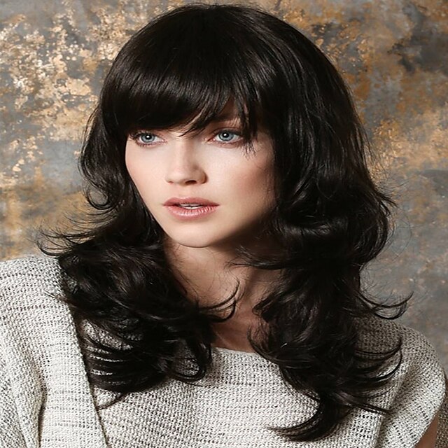 Beauty & Hair Wigs & Hair Pieces | Human Hair Blend Wig Long Curly Natural Wave Layered Haircut Black Fashionable Design New Afr