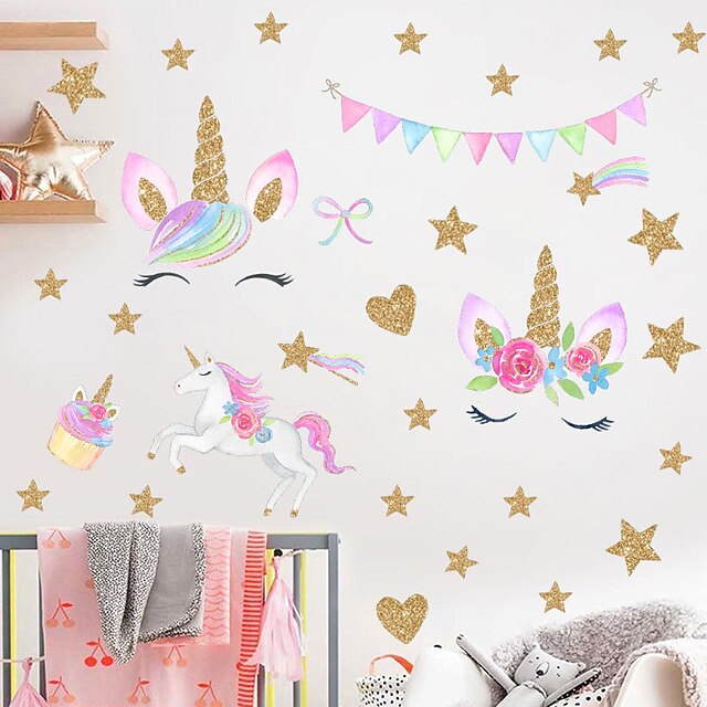 Home & Garden Home Decor | Rainbow Star Cute Unicorn Wall Stickers - Words & Quotes Wall Stickers / Plane Wall Stickers Characte