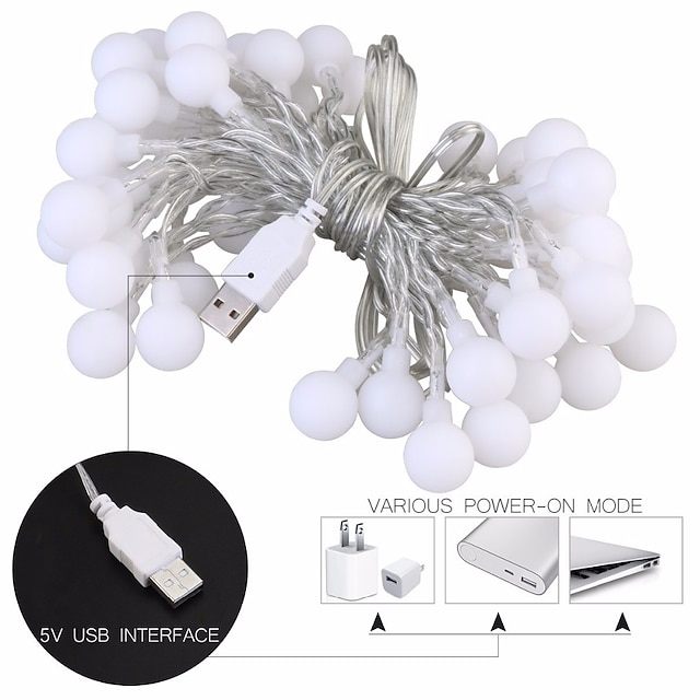 LED String Lights 3M20LED 6M40LED 10M80LED Ball Lights USB Bulb