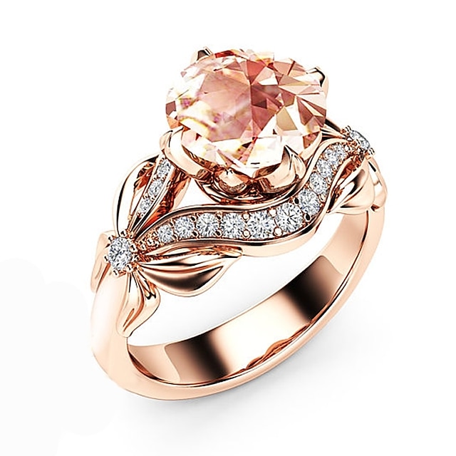  1pc Band Ring Ring For Women's Crystal Pink Gift Festival Copper Rose Gold Plated Imitation Diamond Vintage Style Flower / Knuckle Ring