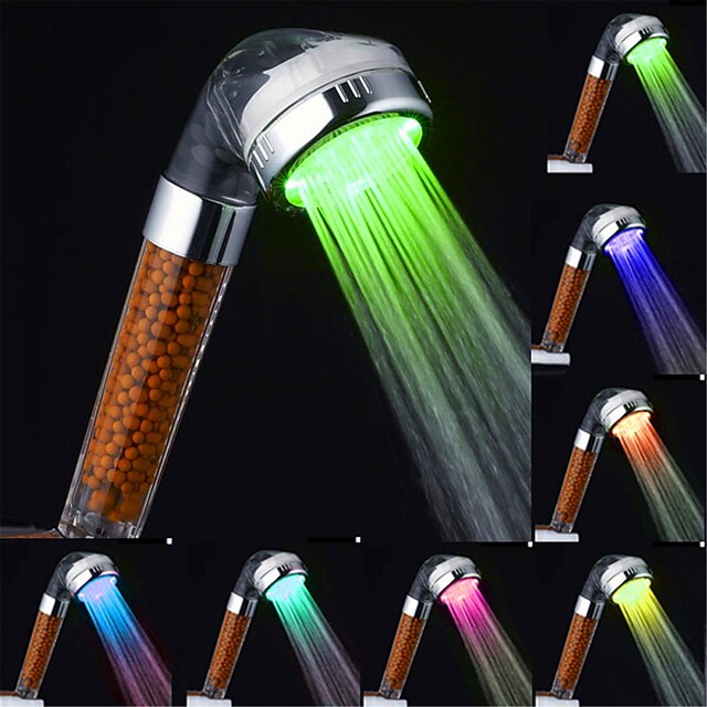 Contemporary LED Hand Shower,Wall Mounted Electroplated Feature Color Gradient Shower Temperature Control Jet+Rainfall Shower4
