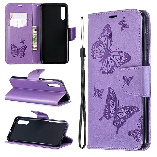  Case For Samsung Galaxy Galaxy A7(2018) / Galaxy A10(2019) / Galaxy A30(2019) Wallet / Card Holder / with Stand Full Body Cases Butterfly / Solid Colored Hard PU Leather