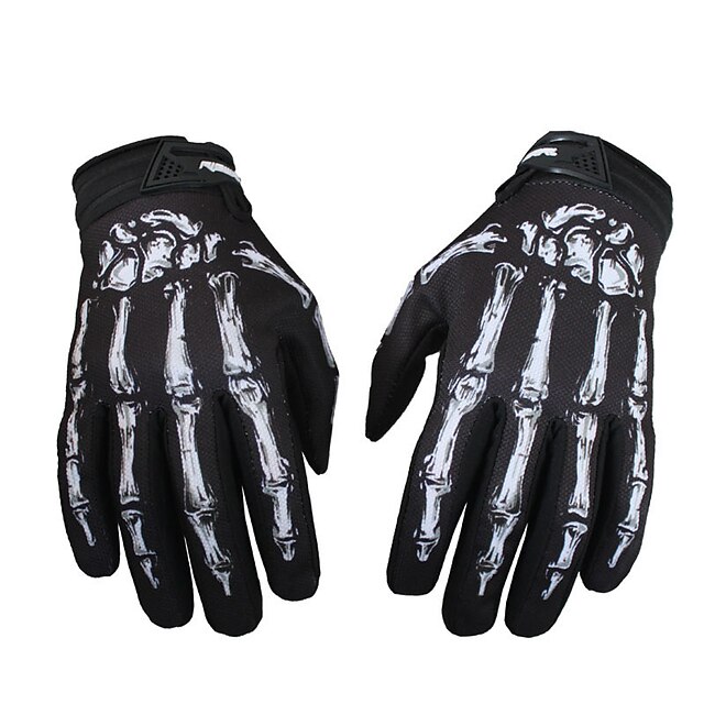  3D Fashion Ghost Skeleton Skull Bone Gloves Motorbike Full Finger Gloves