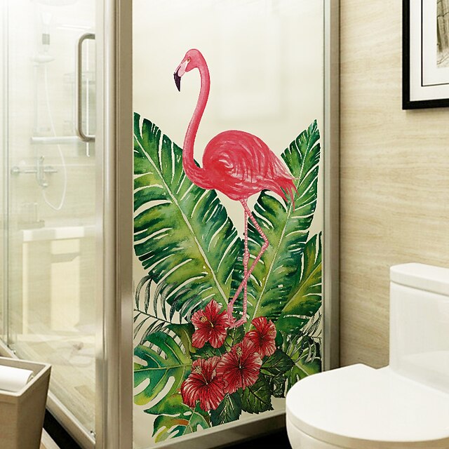  Flamingo Leaves Window Film & Stickers Decoration Matte / Animal Floral / Character PVC(PolyVinyl Chloride) Matte Sticker / Window Sticker / Matte