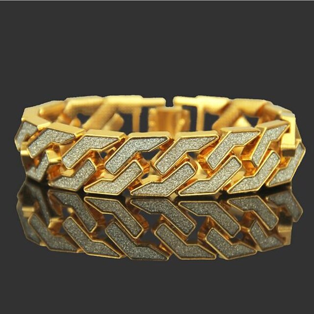  Men's Chain Bracelet Tennis Bracelet Wide Bangle Cut Out Precious Punk Rock 18K Gold Plated Bracelet Jewelry Gold / Silver For Daily Street / Rhinestone