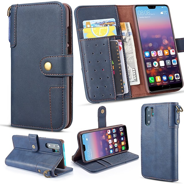 

Phone Case For Huawei Full Body Case Wallet Card P20 P20 Pro P20 lite P30 P30 Pro P30 Lite Huawei Mate 20 lite Huawei Mate 20 pro Huawei Mate 20 Wallet Card Holder with Stand Solid Colored Hard