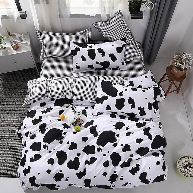  Cow Print Home Duvet Cover Set Quilt Bedding Sets Comforter Cover,Queen/King Size/Twin/Single(Include 1 Duvet Cover, 1 Or 2 Pillowcases Shams)