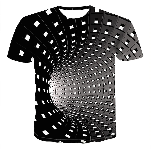 Men's Unisex T shirt Tee Tee Graphic Optical Illusion Round Neck Black ...