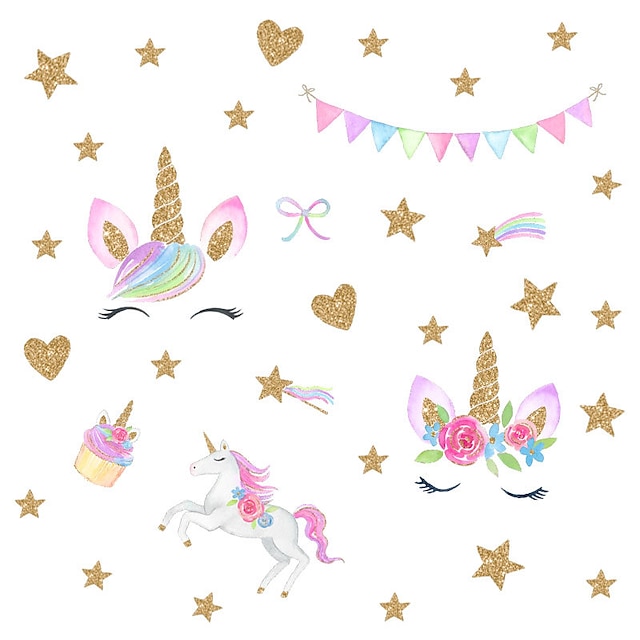 Home & Garden Home Decor | Rainbow Star Cute Unicorn Wall Stickers - Words & Quotes Wall Stickers / Plane Wall Stickers Characte