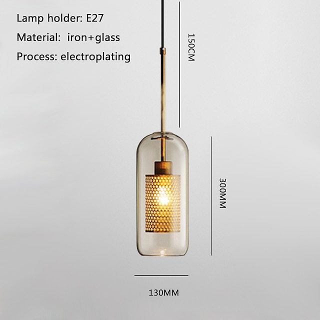 Lights & Lighting Pendant Lights | 30 cm Single Design Pendant Light LED Modern Nordic Style Glass Cylinder Electroplated Lsland