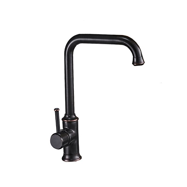  rubinetto da cucina, monocomando in ottone / nichel nero con beccuccio standard a un foro, filtro, rubinetto da cucina in ottone contenente acqua fredda e calda