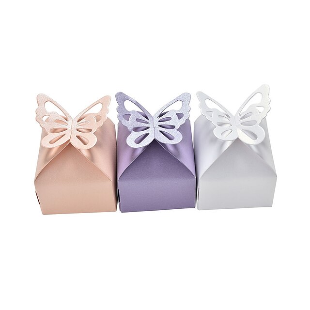  Cuboid Pearl Paper Favor Holder with Cascading Ruffles Household Sundries / Gift Boxes - 50 pcs