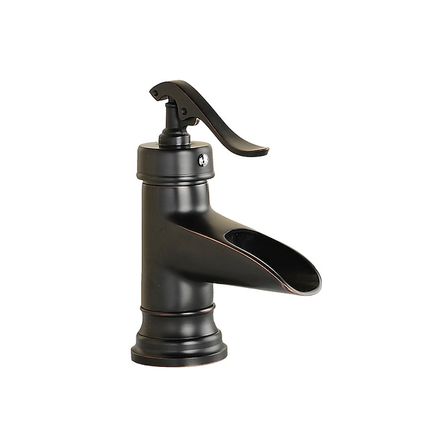  rubinetto del lavandino del bagno, rubinetti per vasca monoforo monocomando in ottone anticato a cascata con interruttore caldo e freddo