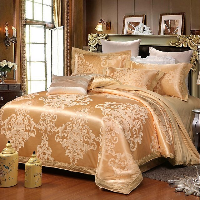  Luxurious Duvet Cover Sets 4 Piece /400 Thread Count / Egyptian Cotton / Ultra Soft / Emperior Pattern Design Jacquard Bedding Set / Perfectly Breathable / Easy Care for All KInds of Households