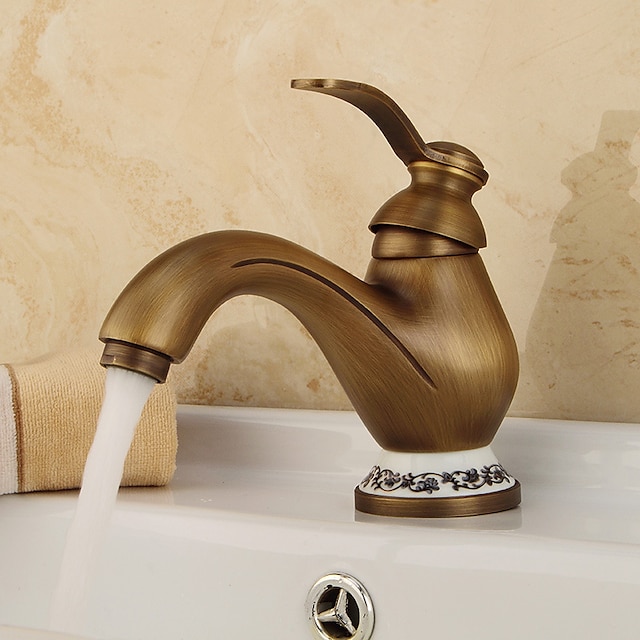  baterie chiuveta baie - clasic alamă antică centerset un singur mâner robinete baie cu o gaură