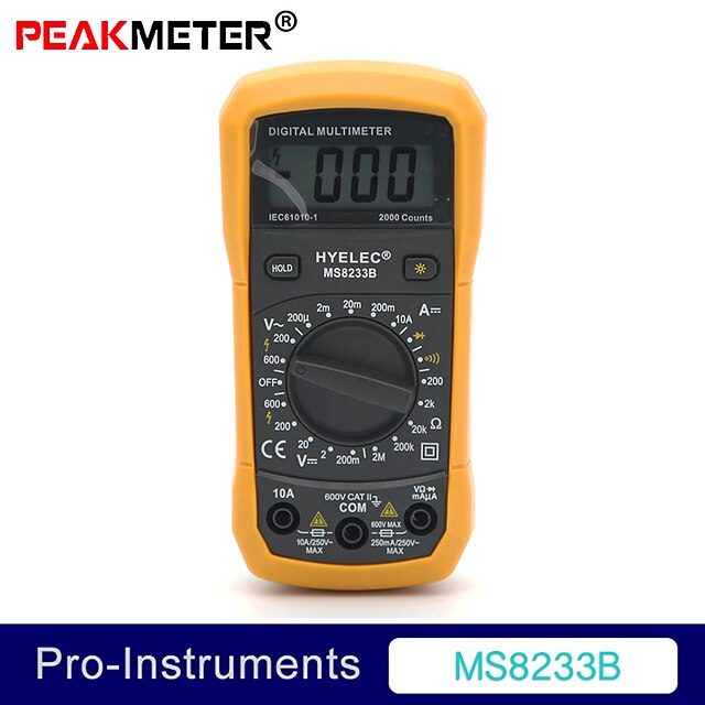  MS8233B Manual Range Mini Palm Size Digital Multimeter Backlight Students Teaching School Use Multimetr 10A 2000 Counts Null