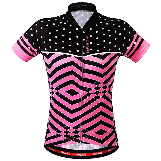  WOSAWE Women's Short Sleeve Cycling Jersey Summer Polyester Blushing Pink Bike Sweatshirt Jersey Top Mountain Bike MTB Road Bike Cycling Breathable Back Pocket Sweat wicking Sports Clothing Apparel