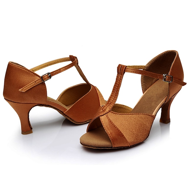  Women's Modern Shoes Line Dance Sandal Customized Heel Brown / Indoor / Satin / Leather / EU40