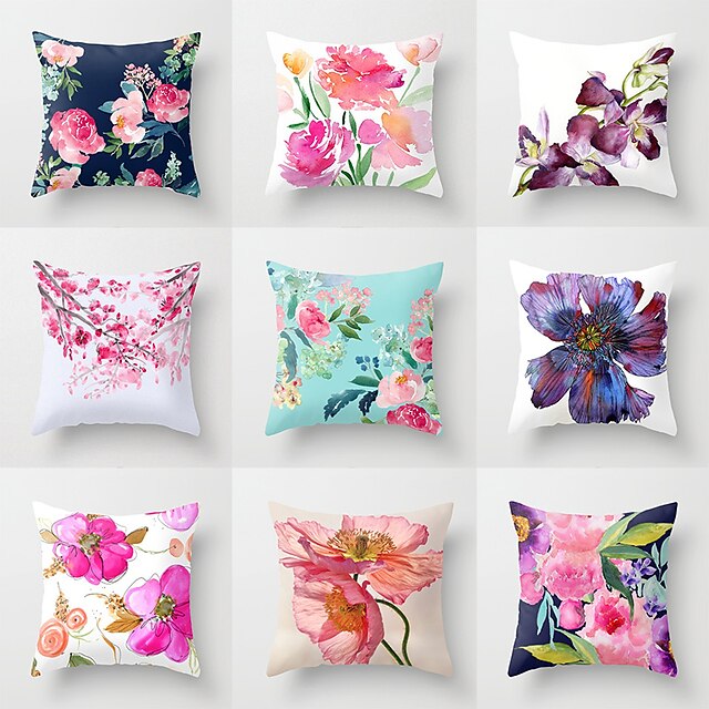  1 pcs Polyester Pillow Cover, 3D Print Fashion Square Traditional Classic