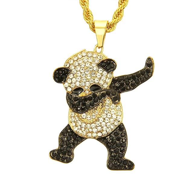 Shoes & Bags Fashion Accessories | 1pc Pendant Necklace For Mens Cubic Zirconia Street Daily Club Chrome Panda - ZJ63081