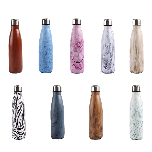  Sports Water Bottle 500 ml Stainless steel Insulated Durable Ultra Light (UL) for Cycling / Bike Camping Camping / Hiking / Caving Rose Red Black / White Brown+Gray White Sky Blue